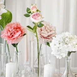 Outlet PartyDeco sp. z o.o. Kunstig Rose med To Knopper Lyserød
