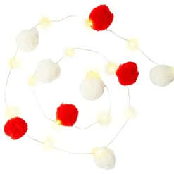 Talking Tables Ltd LED Guirlande Pompoms Rød/Hvid - Oppyntning|Hjem & Husholdning