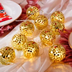 Talking Tables Ltd LED-lyskæde Diskokugler Guld - Hjem & Husholdning|Discobelysning