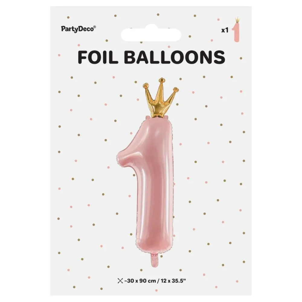 Online PartyDeco sp. z o.o. Lyserød Talballon 1 Med Krone