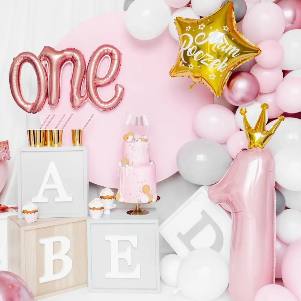 Online PartyDeco sp. z o.o. Lyserød Talballon 1 Med Krone