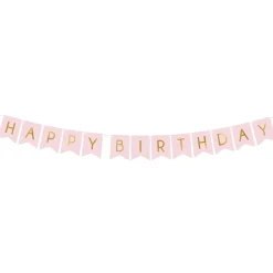 PartyDeco sp. z o.o. Lyserød Vimpel Happy Birthday - Oppyntning