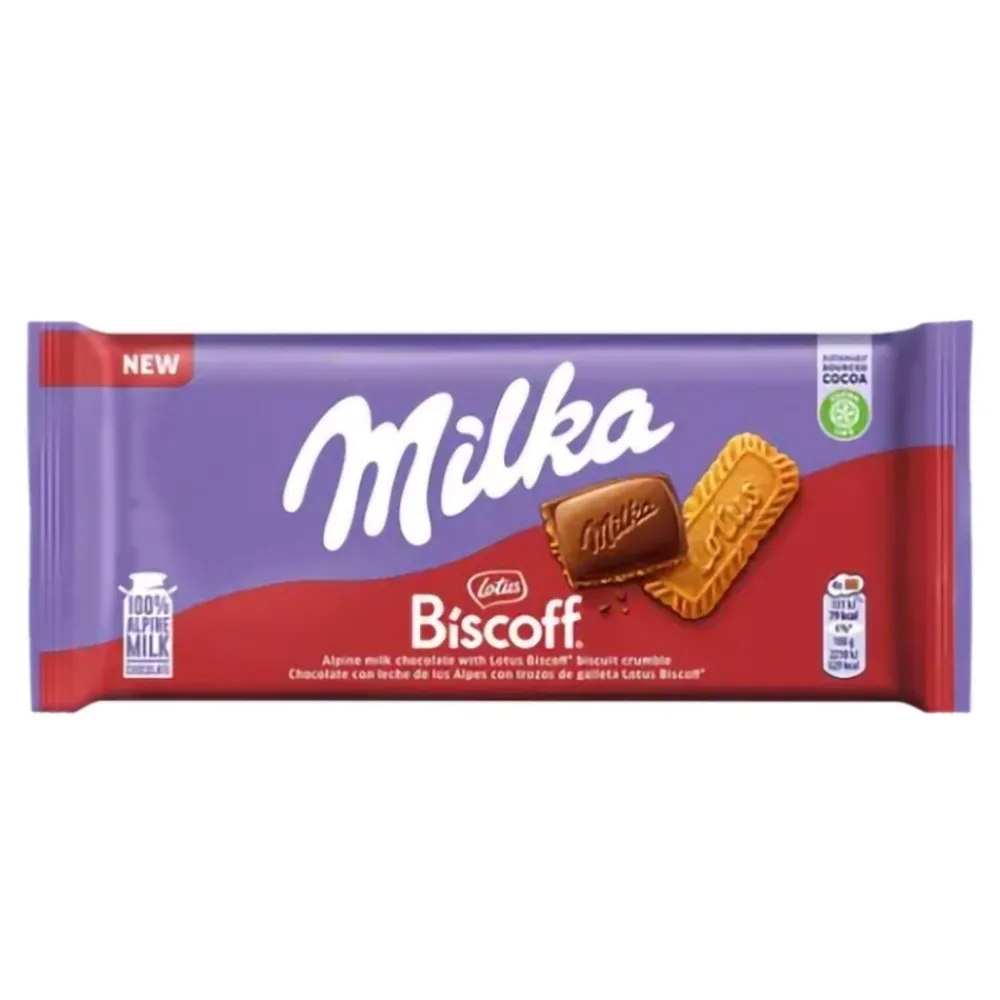 USA Godis AB Milka Mælkechokoladebar Lotus Biscoff