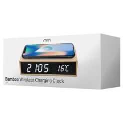 Mikamax B.V. MM Trådløs Opladningsur Bambus - Teknik|Hobby & Fritid