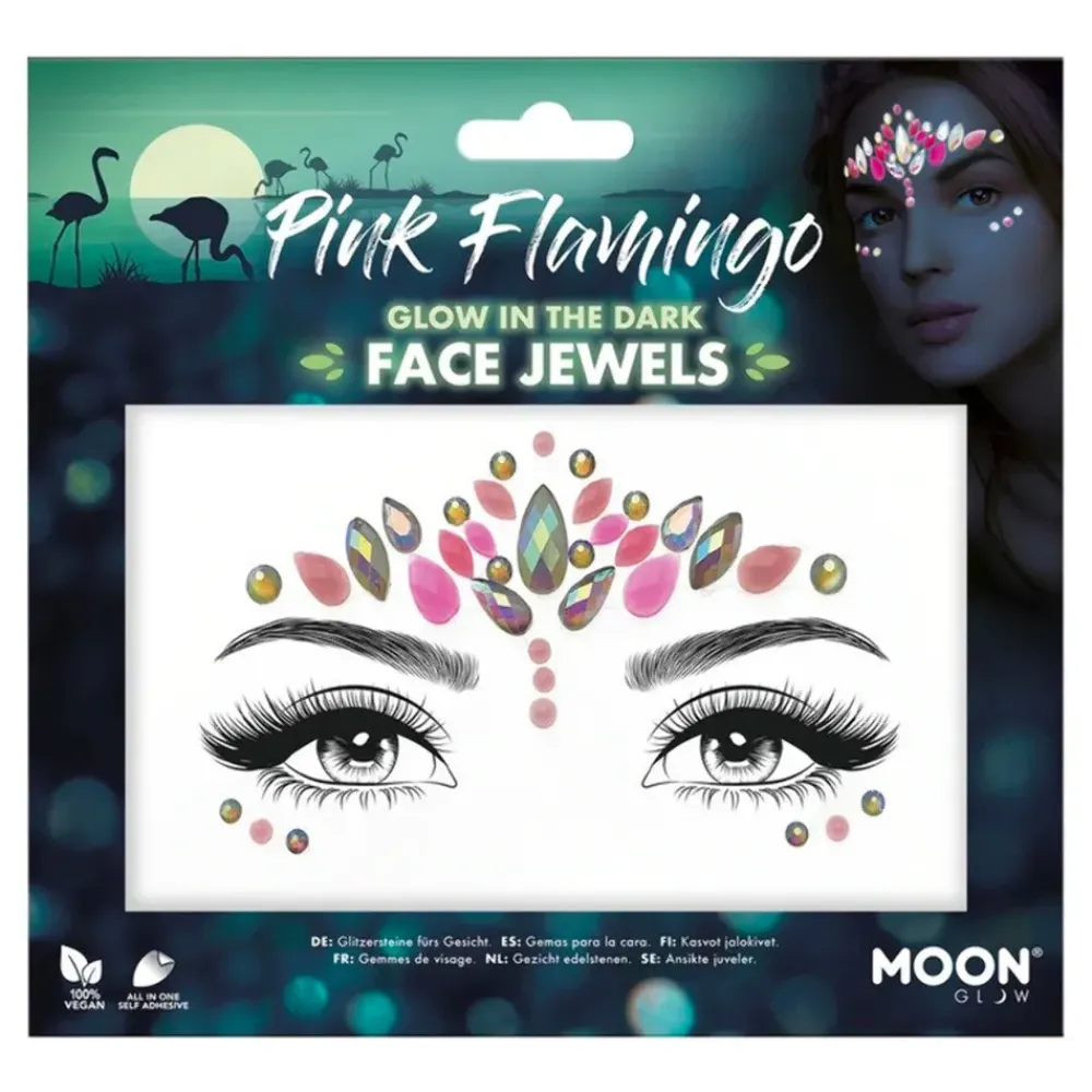Discount Rubies Netherland B.V. Moon Creations Face Jewels Selvlysende Pink Flamingo