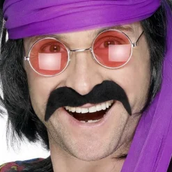 Rubies Netherland B.V. Moustache Hippie Sort - Tilbehør|Kostumetema