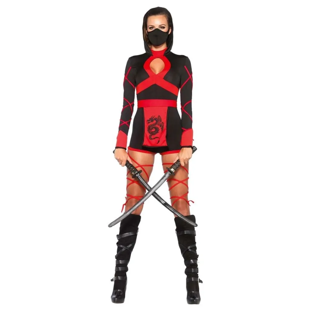 Leg Avenue Europe Ninja Sort/Rød Kostume - Udklædningskostumer|Kostumetema