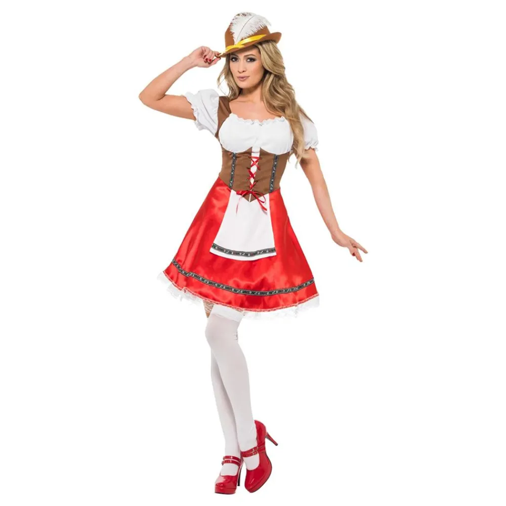 Rubies Netherland B.V. Oktoberfest Kjole Hvid/Rød Kostume - Udklædningskostumer|Kostumetema