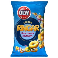 ERT Godis AB OLW Sprøde Ringe Sourcream & Onion - Snacks