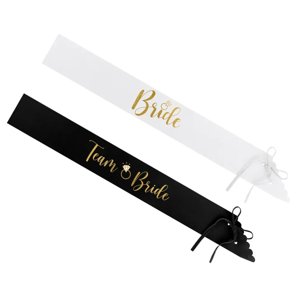 Online PartyDeco sp. z o.o. Ordensbånd Bride & Bride Squad Sort/Hvid