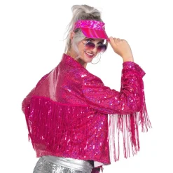 Wilbers Karnaval B.V. Palietjakke med frynser neonrosa - Tøj