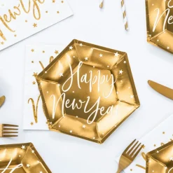Online PartyDeco sp. z o.o. Papasietter Happy New Year Guld Heksagon Celebrate