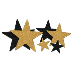 Three Sixty Degrees Ltd Papirsdekorationer Stjerner Sort/Guld Glitrende - Oppyntning|Borddækning