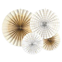 PartyDeco sp. z o.o. Papirvifter Hvide/Guld Metallic Mix Hængende Dekoration - Oppyntning