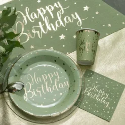 Santex Papkrus Happy Birthday Guld/Grøn - Borddækning