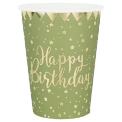 Santex Papkrus Happy Birthday Guld/Grøn - Borddækning