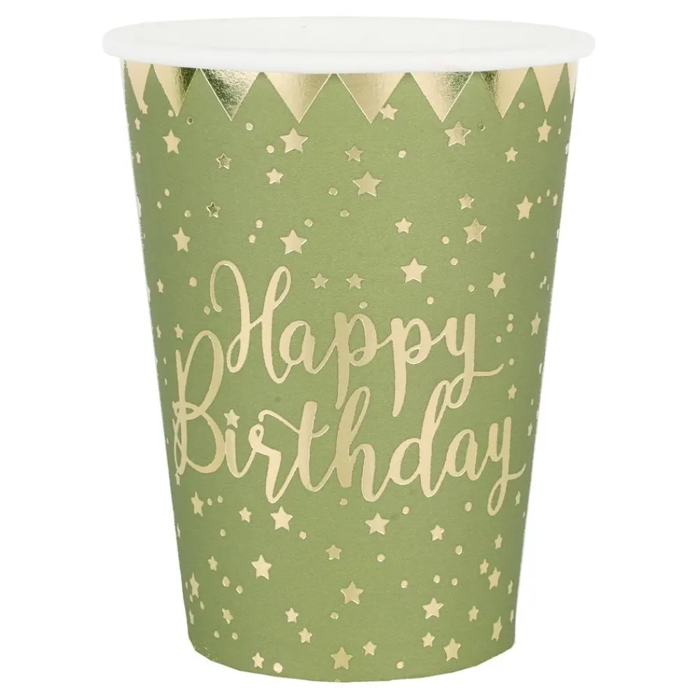 Santex Papkrus Happy Birthday Guld/Grøn - Borddækning