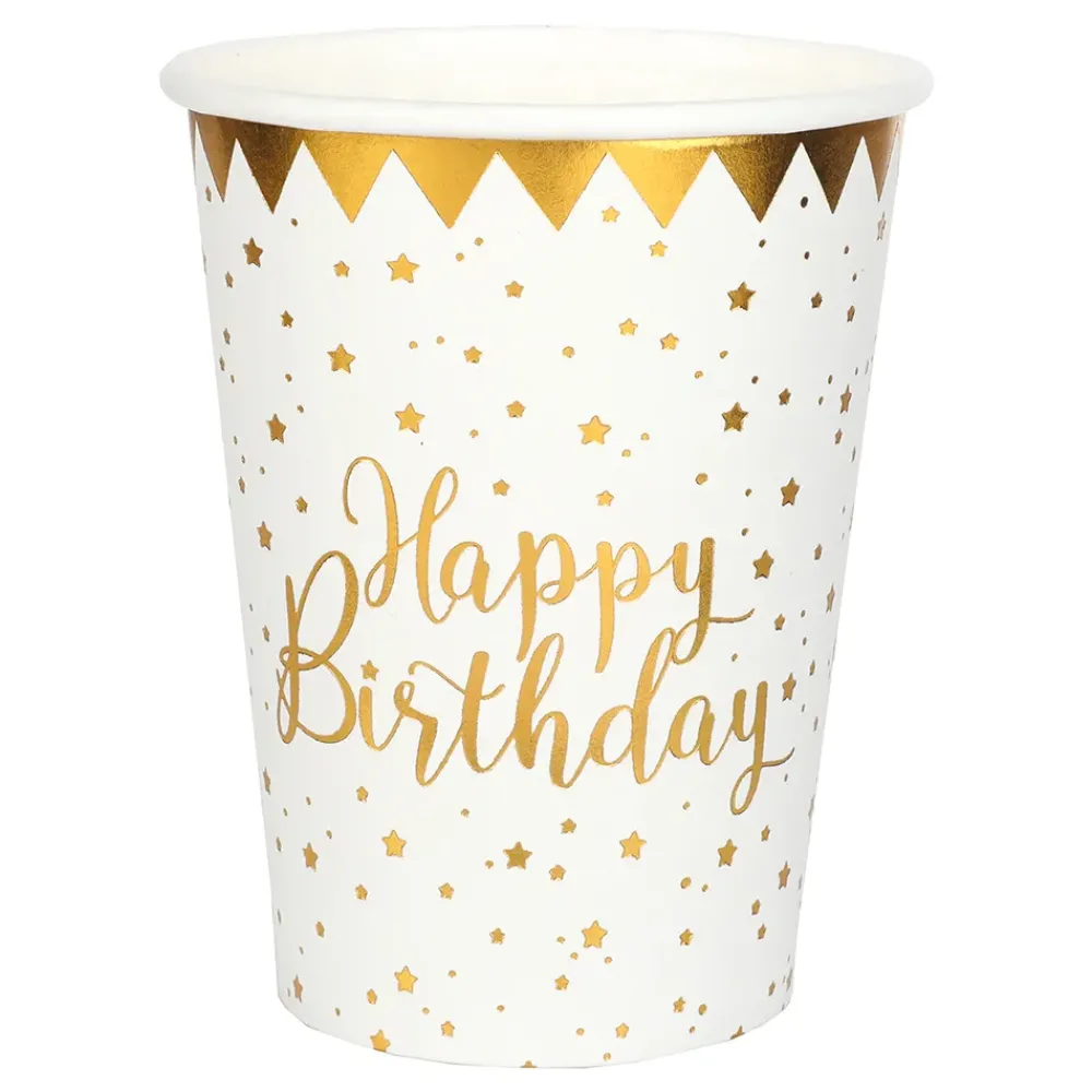 Santex Papkrus Happy Birthday Guld/Hvid - Borddækning