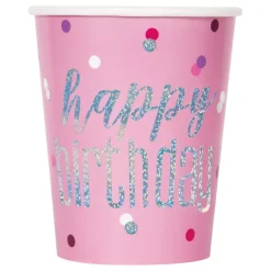 Unique UK Inc t/as Unique Party Papkrus Happy Birthday Lyserød Skimmer - Borddækning