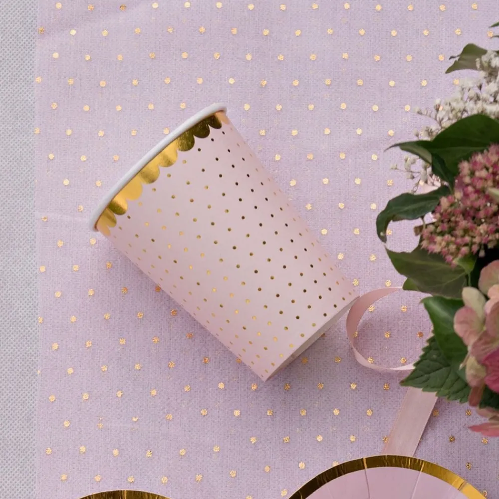 New Santex Papkrus Prikkede Lyserød/Guld