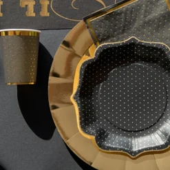 Santex Papkrus Prikkede Sort/Guld - Borddækning