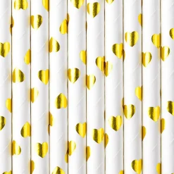 Online PartyDeco sp. z o.o. Papsugerør Hjerter Guld Metallic