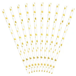 Online PartyDeco sp. z o.o. Papsugerør Hjerter Guld Metallic