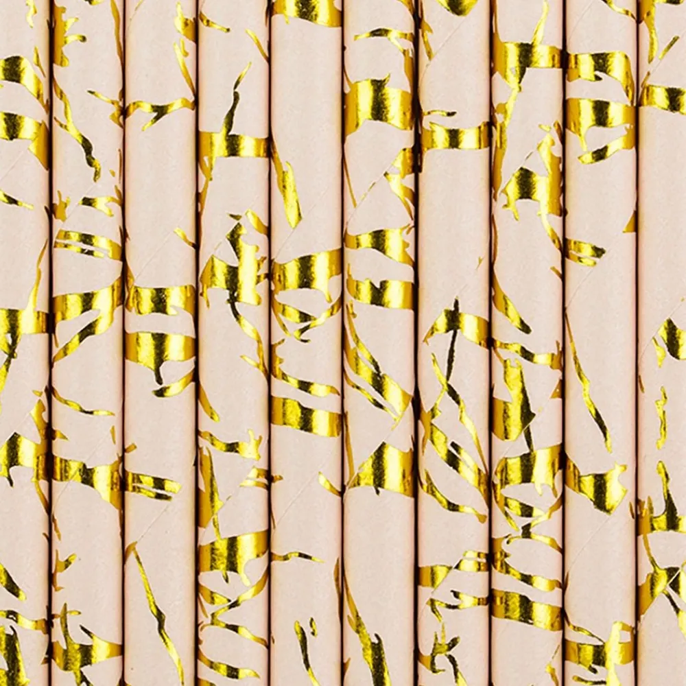 Clearance PartyDeco sp. z o.o. Papsugerør Lyserød/Guld Metallic
