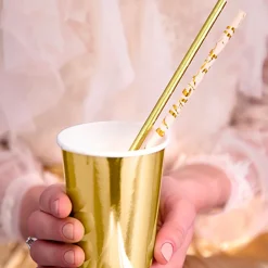 Clearance PartyDeco sp. z o.o. Papsugerør Lyserød/Guld Metallic
