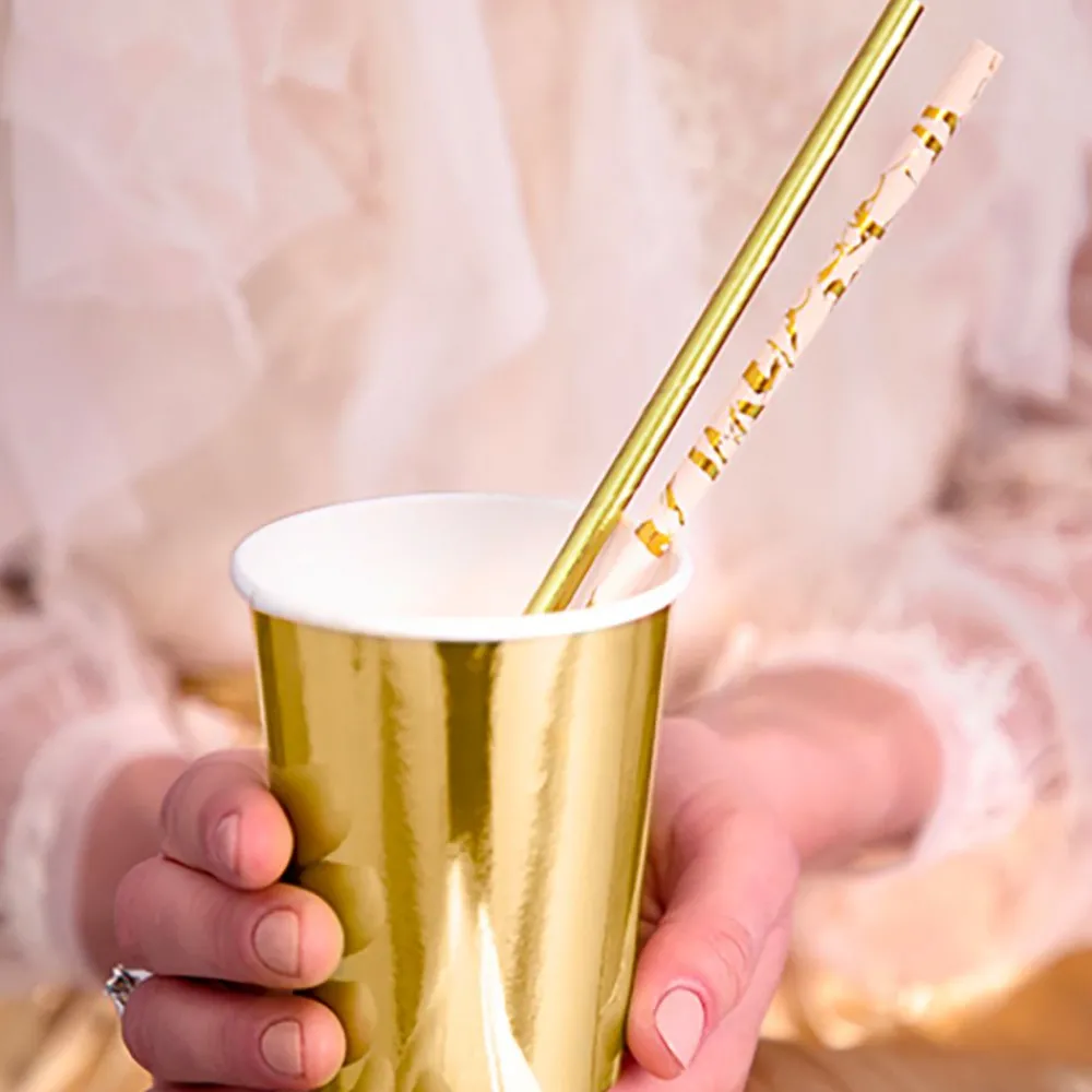 Clearance PartyDeco sp. z o.o. Papsugerør Lyserød/Guld Metallic