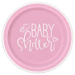 Clearance Unique UK Inc t/as Unique Party Paptallerkener Baby Shower Lyserød