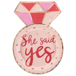 PartyDeco sp. z o.o. Paptallerkener Diamantring She Said Yes - Borddækning