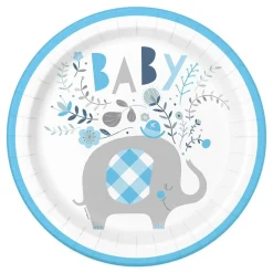 Unique UK Inc t/as Unique Party Paptallerkener Elefant Baby Blå - Borddækning