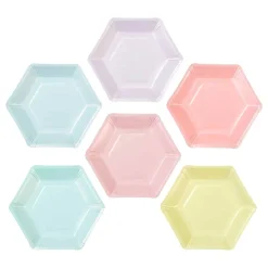 Talking Tables Ltd Paptallerkener Hexagon We Love Pastel - Borddækning