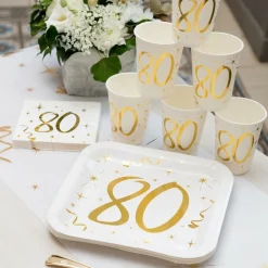 Santex Paptallerkener 80 Hvid/Guld