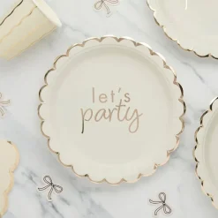 CG Global Products Ltd Paptallerkener Let's Party Cremehvid Roset - Borddækning