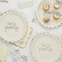 CG Global Products Ltd Paptallerkener Let's Party Cremehvid Roset - Borddækning