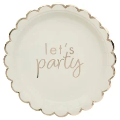 CG Global Products Ltd Paptallerkener Let's Party Cremehvid Roset - Borddækning