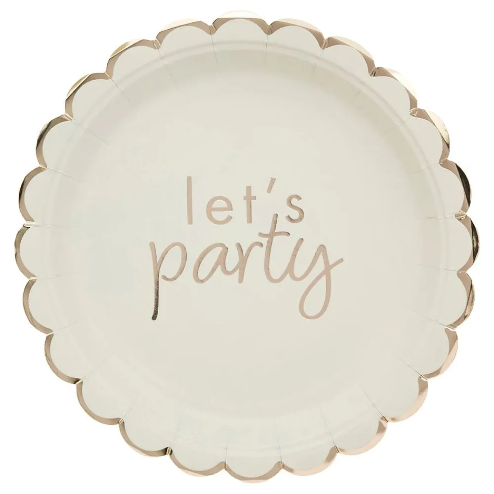 CG Global Products Ltd Paptallerkener Let's Party Cremehvid Roset - Borddækning
