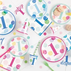 Hot Unique UK Inc t/as Unique Party Paptallerkener Prikkede 1 År Lyserød