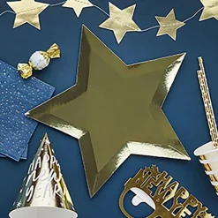CG Global Products Ltd Paptallerkener Stjerneformede Guld Metallic - Borddækning