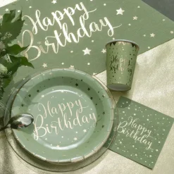 Discount Santex Paptallerken Happy Birthday Grøn/Guld