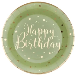 Discount Santex Paptallerken Happy Birthday Grøn/Guld