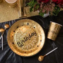 Best Santex Paptallerkerner Sparkling Happy Birthday Sort/Guld