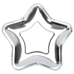 PartyDeco sp. z o.o. Paptallerkner Stjerne Sølv Metallic - Oppyntning|Borddækning