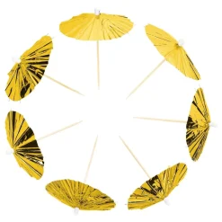 Globos Europe B.V. Partypicks Drinkparaply Guld Metallic - Oppyntning|Drinkstilbehør