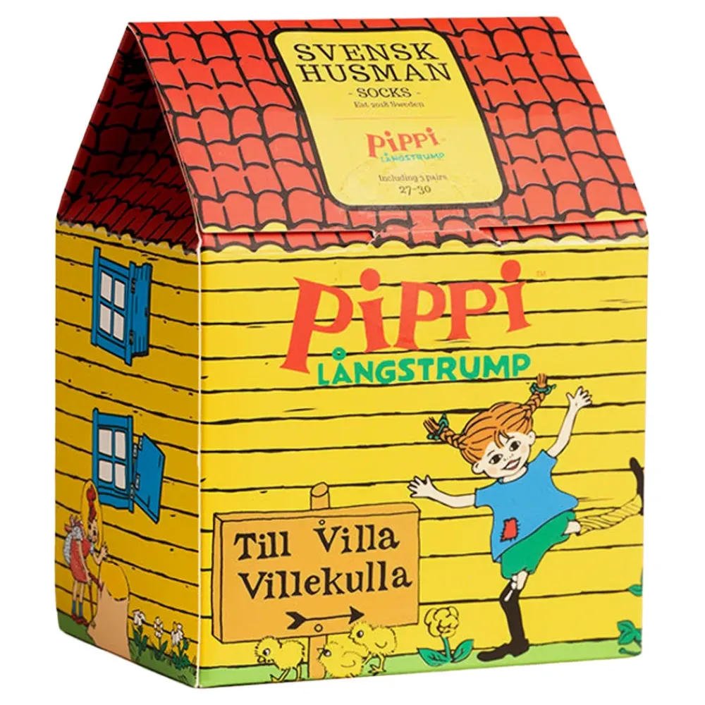 Discount Svensk Husman Socks AB Pippi Langstrømpe™ Villa Villekulla Strømper til Børn Gaveæske