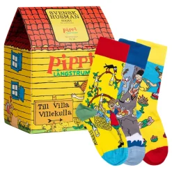 Discount Svensk Husman Socks AB Pippi Langstrømpe™ Villa Villekulla Strømper til Børn Gaveæske