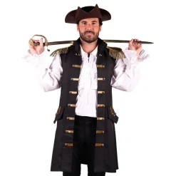 Thetru B.V. Piratvest Sort Herre Deluxe - Tilbehør|Udklædningskostumer