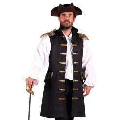 Thetru B.V. Piratvest Sort Herre Deluxe - Tilbehør|Udklædningskostumer